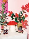 paper flowers and a mushroom object
